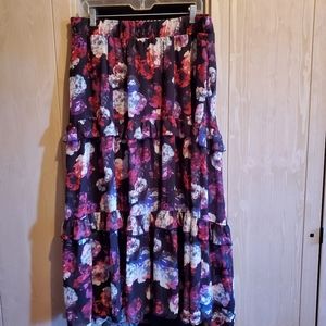 Torrid Black Floral Ruffle Maxi Skirt